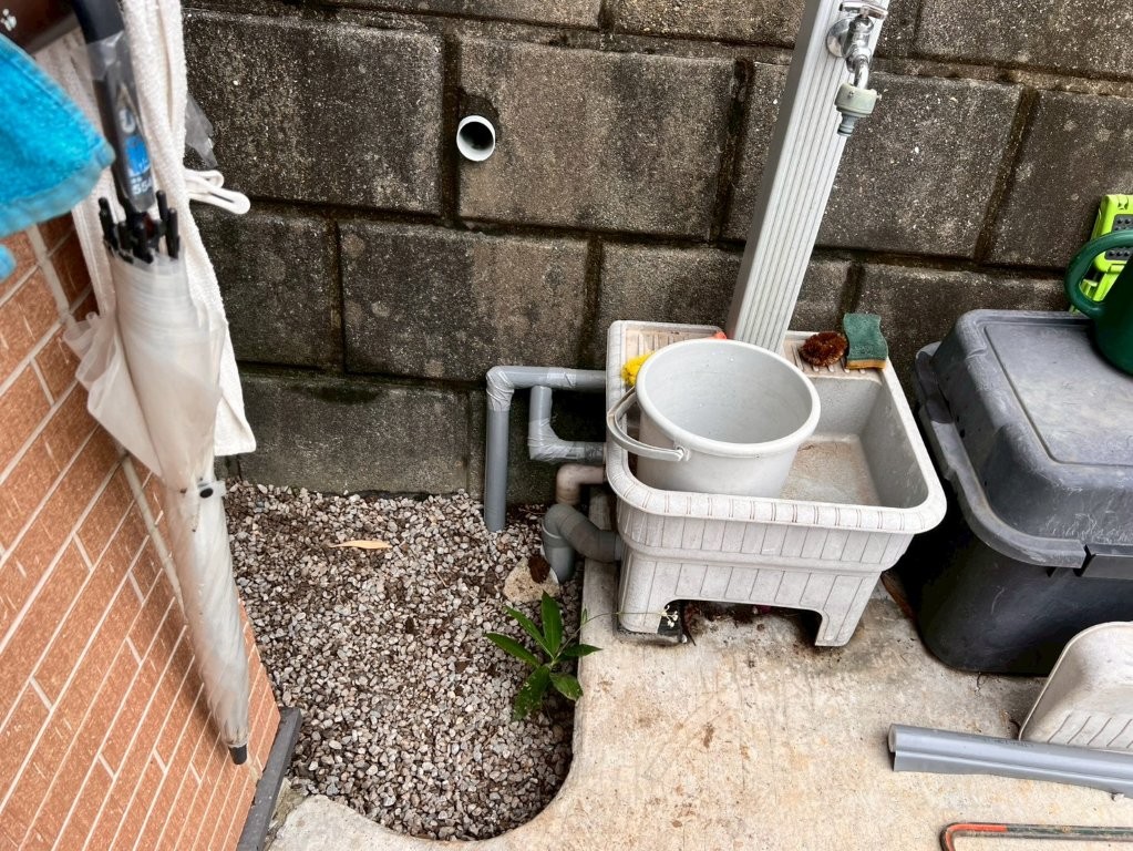 散水設備付近の給水配管更新完了後の状態